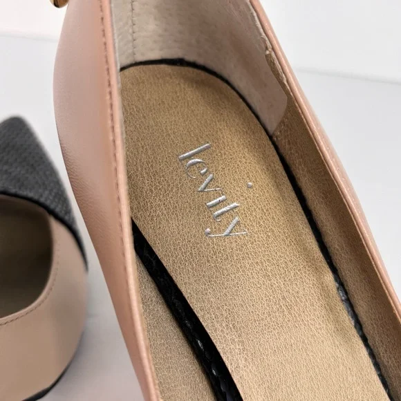 Levity Leather Black & Tan JALONE Pointed Toe Bow Heel 3.5” Pumps Coquette 8M - Picture 9 of 11